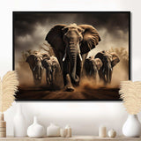 Elephant Harmony In Monochrome III - Animals Canvas Wall Art