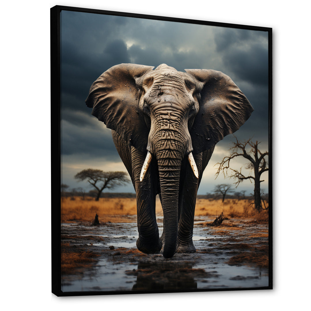 Elephant Tales From Afar - Elephant Large Canvas Wall Art