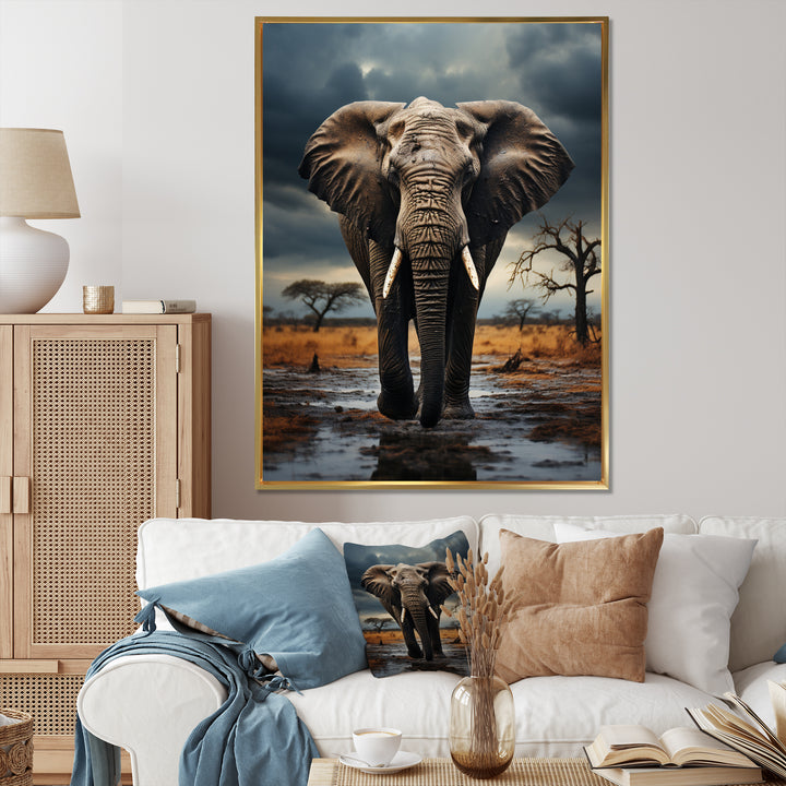 Elephant Tales From Afar - Elephant Large Canvas Wall Art