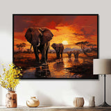 African Elephant Photography At Sunset II - Animals Canvas Wall Art