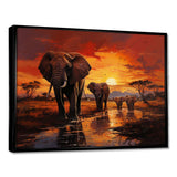 African Elephant Photography At Sunset II - Animals Canvas Wall Art