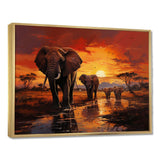 African Elephant Photography At Sunset II - Animals Canvas Wall Art