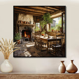 Farmhouse Family Dinner Pointillism - Landscapes Canvas Wall Art