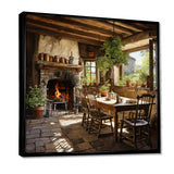 Farmhouse Family Dinner Pointillism - Landscapes Canvas Wall Art