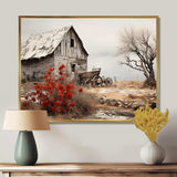 Red Farmhouse Rustic Elegance I - Landscapes Canvas Wall Art