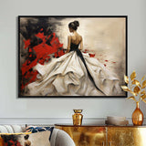 Fashion Red Dress Elegance Unveiled V - Fashion Canvas Wall Art