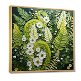 Light Green Ferns Plant Whimsical Spirals I - Floral Canvas Wall Art