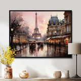 Pink Twilight Rendezvous In Paris I - Cityscapes Canvas Wall Art