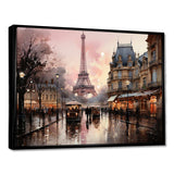 Pink Twilight Rendezvous In Paris I - Cityscapes Canvas Wall Art