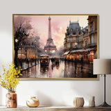 Pink Twilight Rendezvous In Paris I - Cityscapes Canvas Wall Art