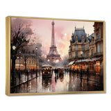 Pink Twilight Rendezvous In Paris I - Cityscapes Canvas Wall Art