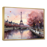 Pink Twilight Rendezvous In Paris II - Cityscapes Canvas Wall Art