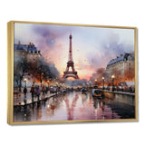 Pink Twilight Rendezvous In Paris III - Cityscapes Canvas Wall Art