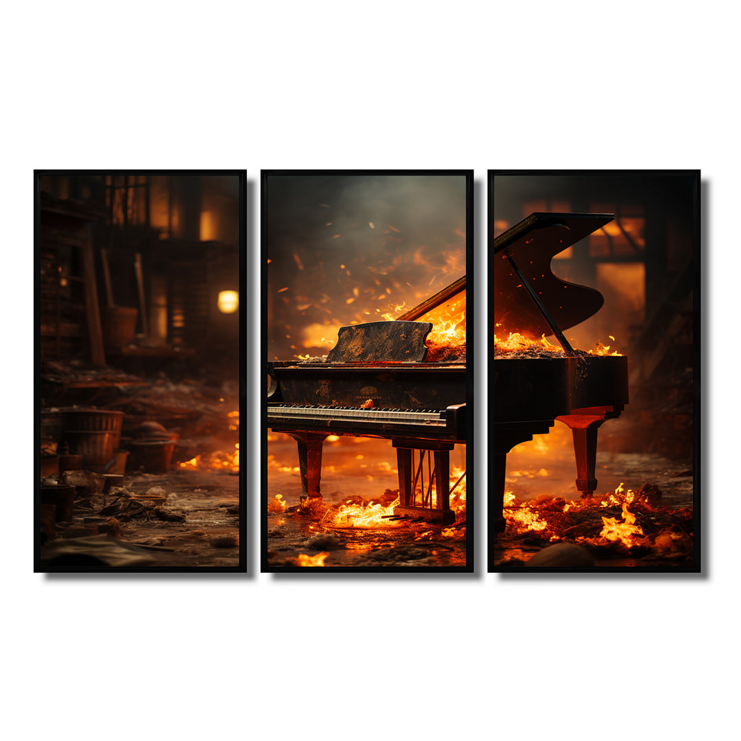 Orange Black Fire Piano Tools Music - Multi-Panels