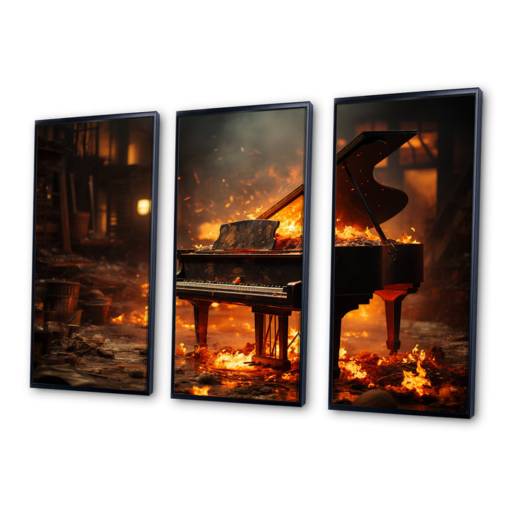 Orange Black Fire Piano Tools Music - Multi-Panels
