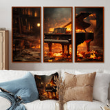 Orange Black Fire Piano Tools Music - Multi-Panels