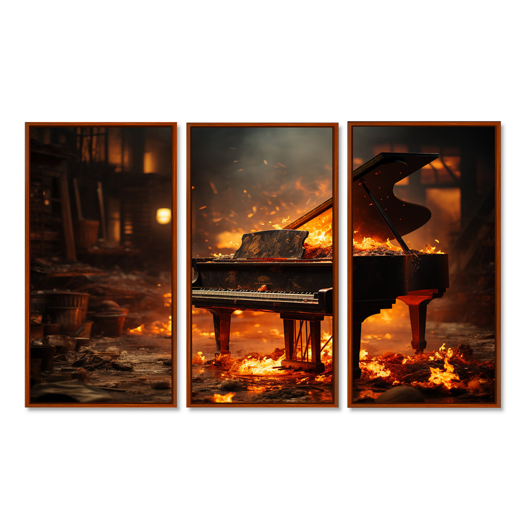 Orange Black Fire Piano Tools Music - Multi-Panels