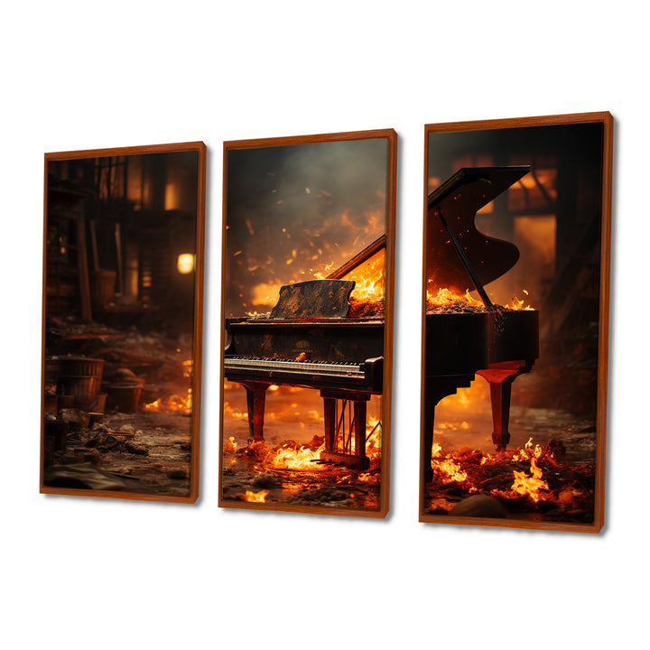 Orange Black Fire Piano Tools Music - Multi-Panels