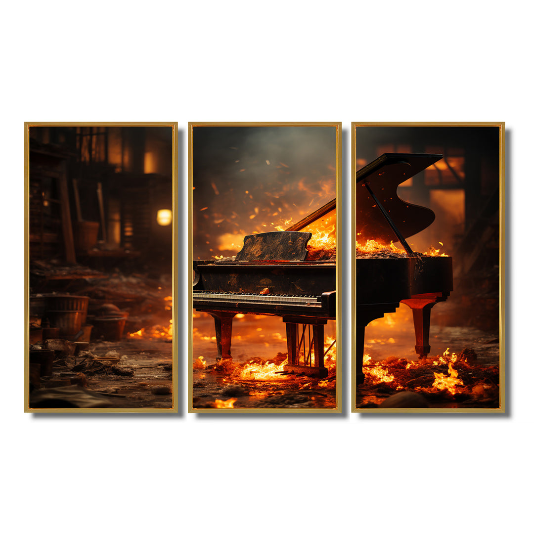 Orange Black Fire Piano Tools Music - Multi-Panels