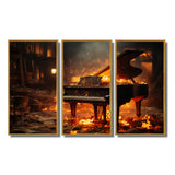 Orange Black Fire Piano Tools Music - Multi-Panels