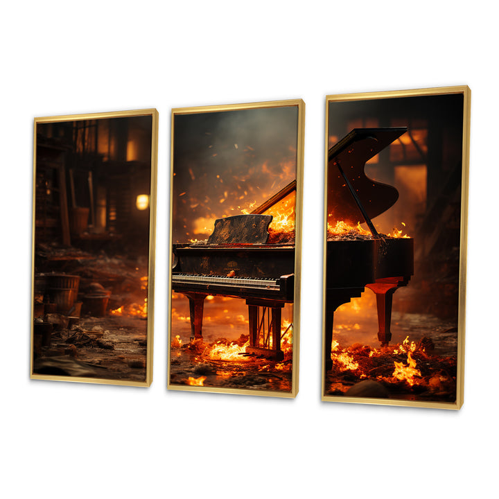 Orange Black Fire Piano Tools Music - Multi-Panels
