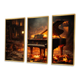 Orange Black Fire Piano Tools Music - Multi-Panels