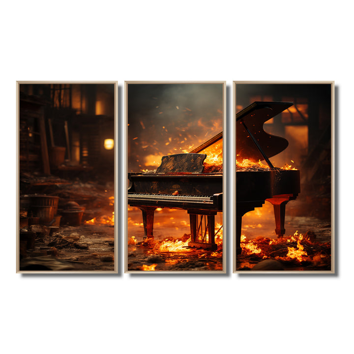 Orange Black Fire Piano Tools Music - Multi-Panels