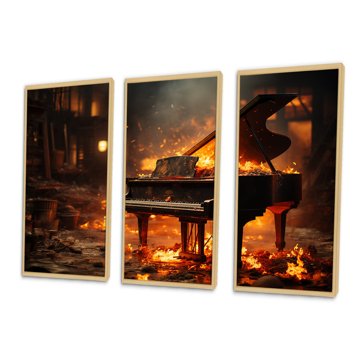 Orange Black Fire Piano Tools Music - Multi-Panels