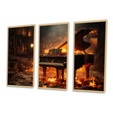 Orange Black Fire Piano Tools Music - Multi-Panels