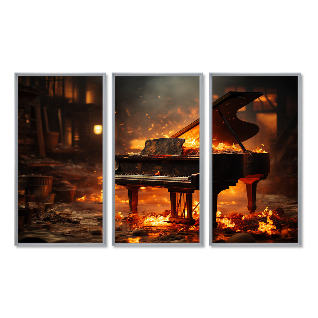 Orange Black Fire Piano Tools Music - Multi-Panels