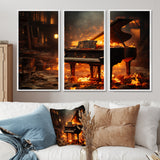 Orange Black Fire Piano Tools Music - Multi-Panels