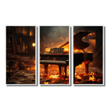 Orange Black Fire Piano Tools Music - Multi-Panels