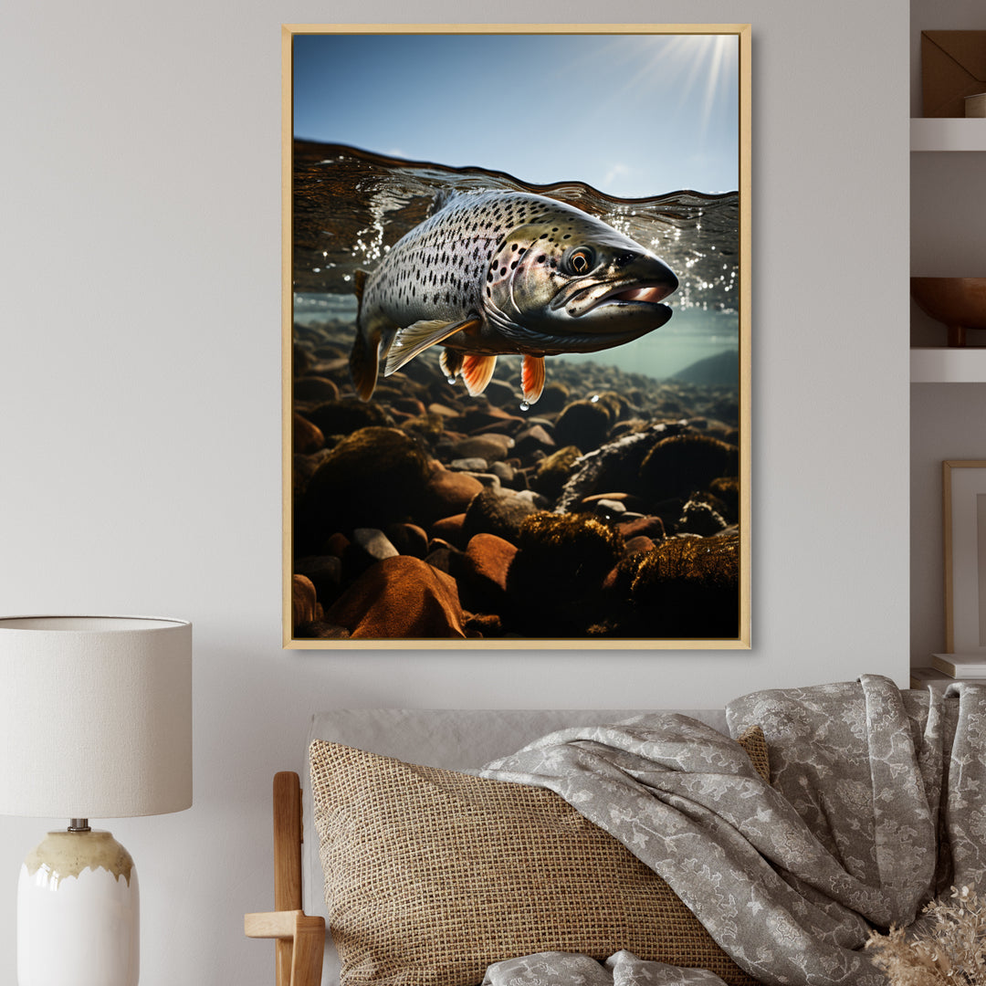 Fishing Vibrant Photo - Gray Fish Wall Art