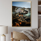 Fishing Vibrant Photo - Gray Fish Wall Art