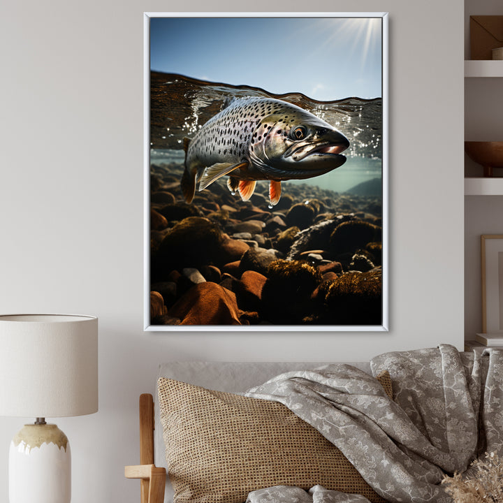 Fishing Vibrant Photo - Gray Fish Wall Art