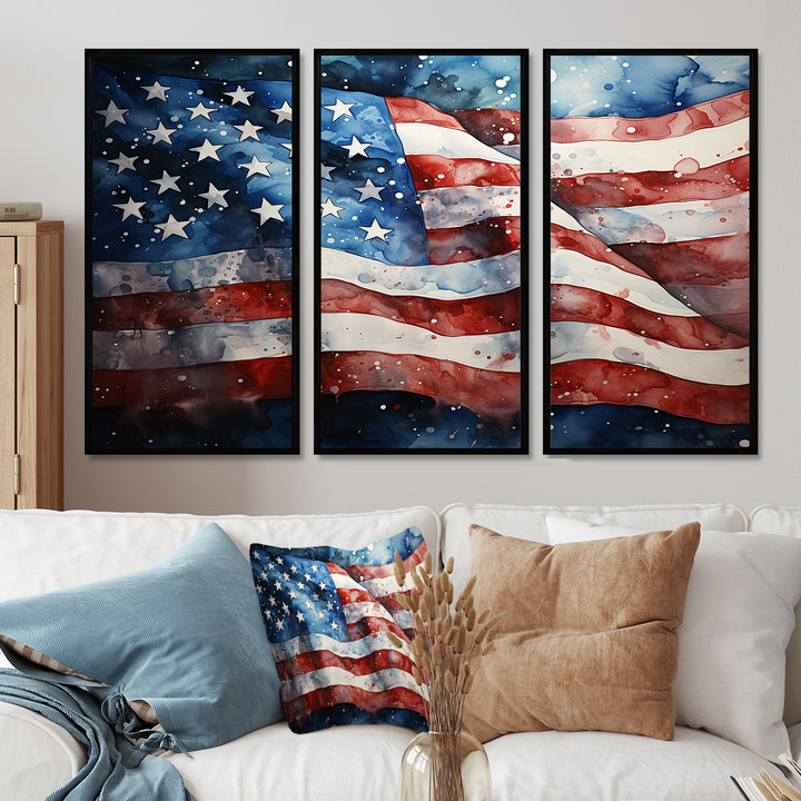 Flag American Flag III - Canvas Wall Art Sets