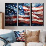 Flag American Flag III - Canvas Wall Art Sets
