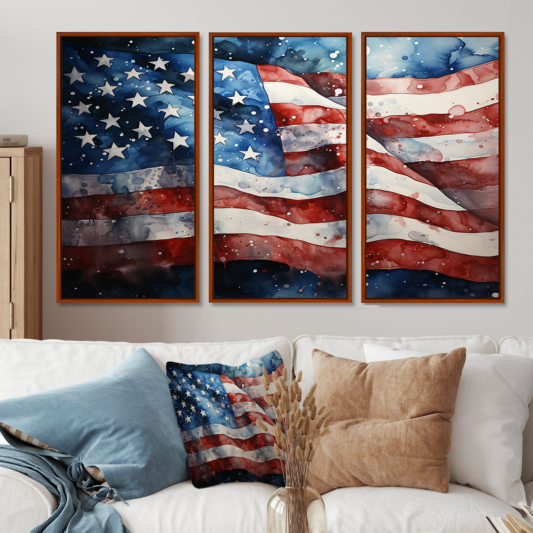 Flag American Flag III - Canvas Wall Art Sets
