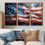 Flag American Flag III - Canvas Wall Art Sets