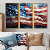 Flag American Flag III - Canvas Wall Art Sets