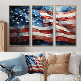 Flag American Flag III - Canvas Wall Art Sets