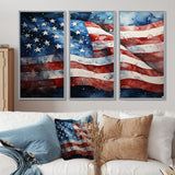 Flag American Flag III - Canvas Wall Art Sets