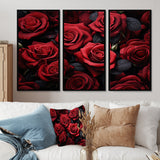 Red Black Rose Eternal Beauty IV - Canvas Multipanels Set of 3