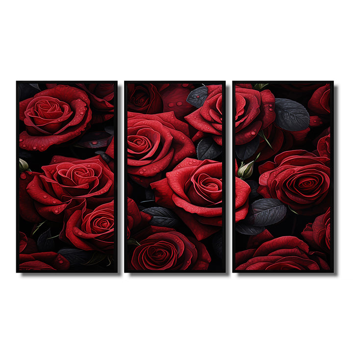 Red Black Rose Eternal Beauty IV - Canvas Multipanels Set of 3