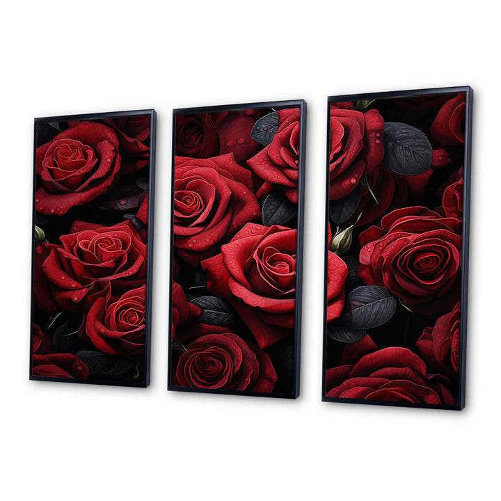 Red Black Rose Eternal Beauty IV - Canvas Multipanels Set of 3