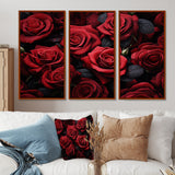 Red Black Rose Eternal Beauty IV - Canvas Multipanels Set of 3