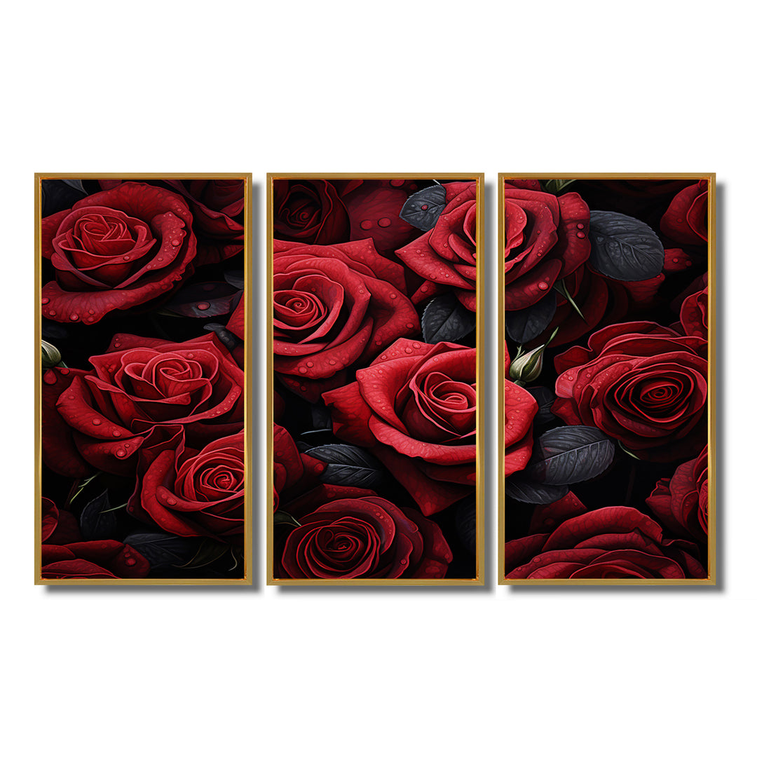 Red Black Rose Eternal Beauty IV - Canvas Multipanels Set of 3