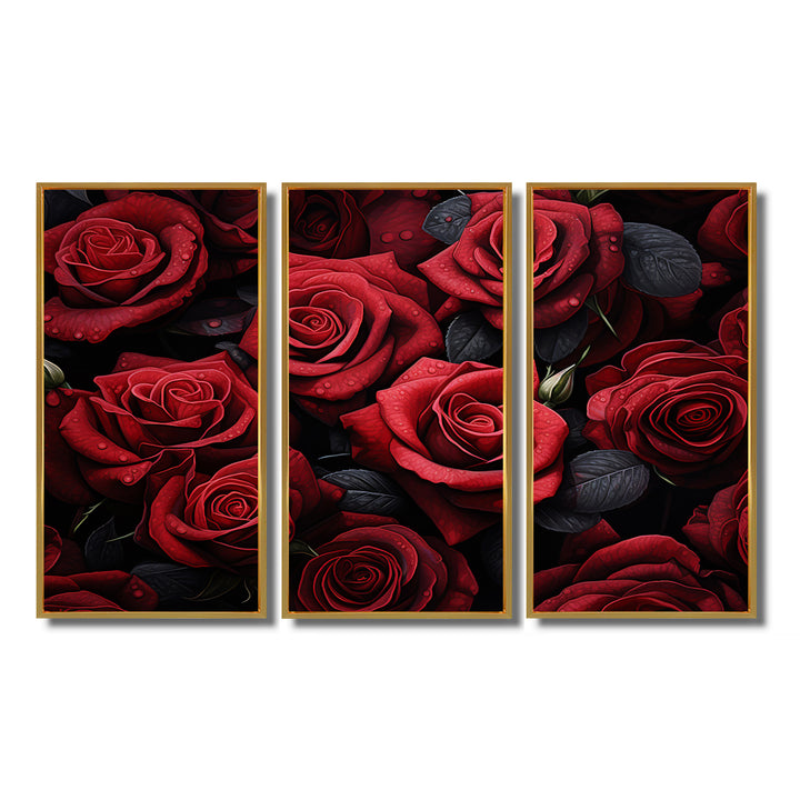 Red Black Rose Eternal Beauty IV - Canvas Multipanels Set of 3