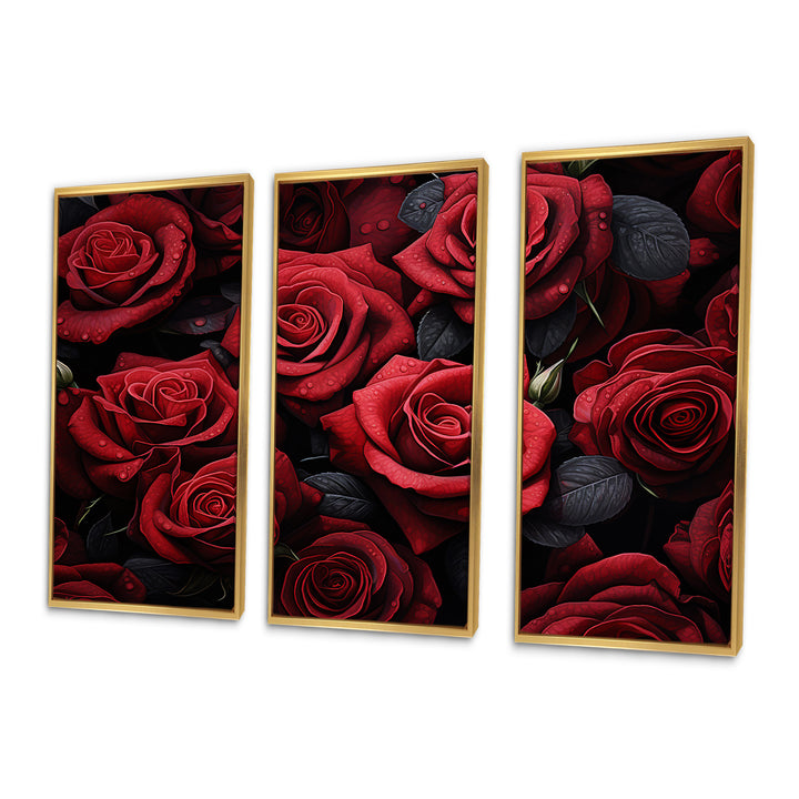 Red Black Rose Eternal Beauty IV - Canvas Multipanels Set of 3