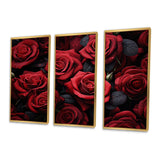 Red Black Rose Eternal Beauty IV - Canvas Multipanels Set of 3